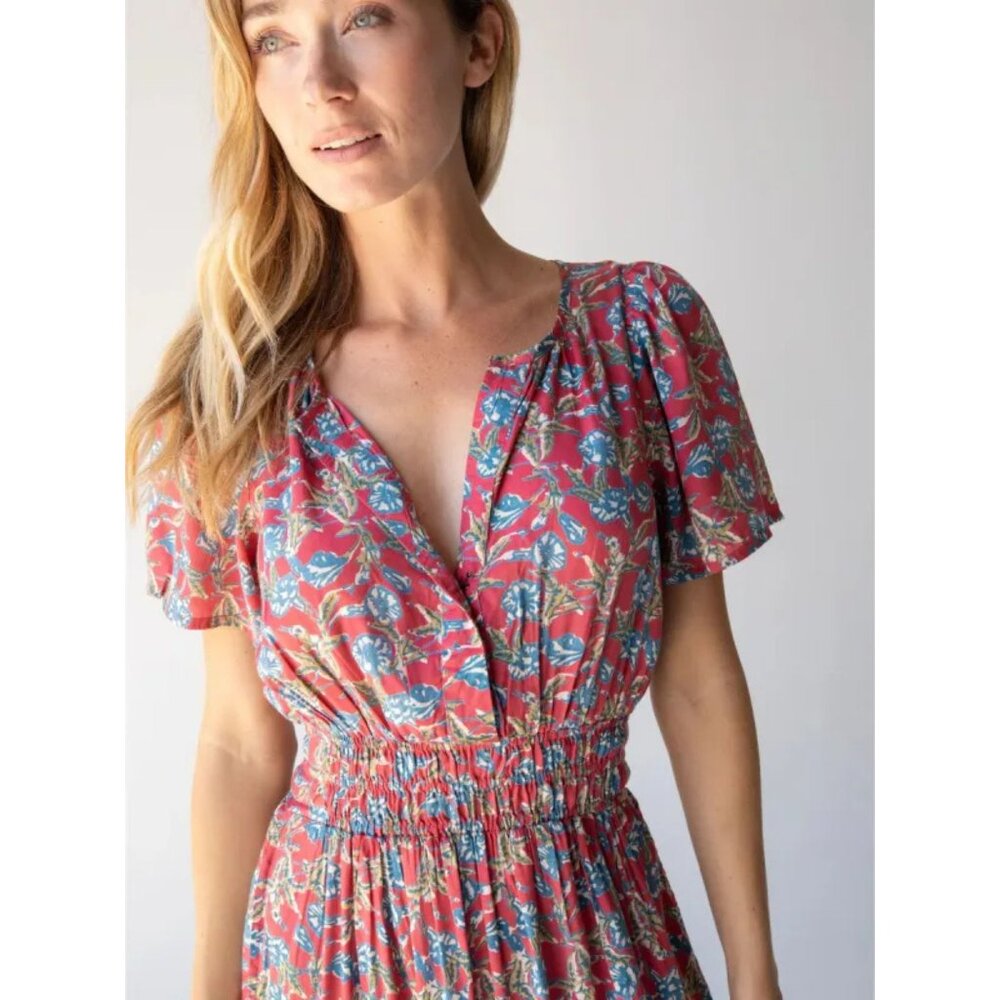 Natural Life Red Olive Leaf Bella Maxi Dress Size Medium 23183 - Picture 3 of 11